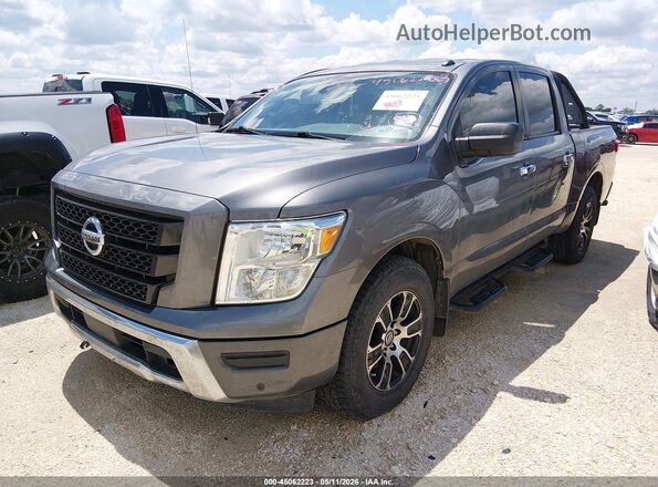 1N6AA1EF8MN515497 2021 NISSAN TITAN Gray წინა მარცხენა ხედი სამი მეოთხედიდან