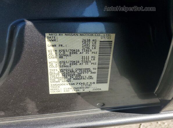 1N6AD0EV1GN706238 2016 NISSAN FRONTIER Charcoal 