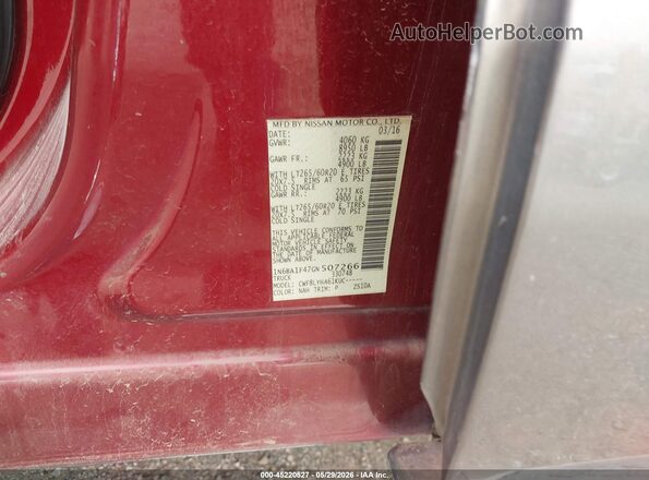 1N6BA1F47GN507266 2016 NISSAN TITAN XD Red Vista del compartimento del motor