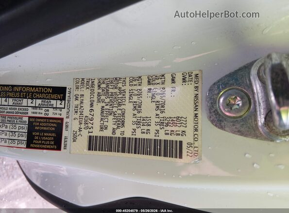 1N6ED1CL0NN679751 2022 NISSAN FRONTIER White Engine compartment view
