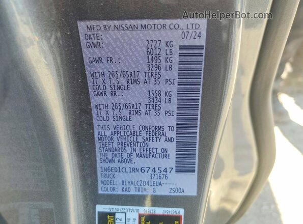 1N6ED1CL1RN674547 2024 NISSAN FRONTIER Gray Engine compartment view