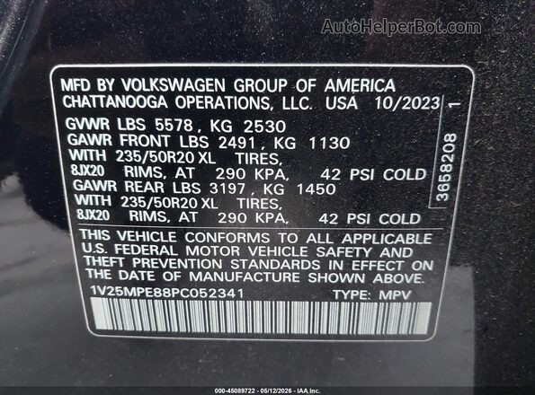 1V25MPE88PC052341 2023 VOLKSWAGEN ID.4 Black Շարժիչի բաժամունքի տեսք