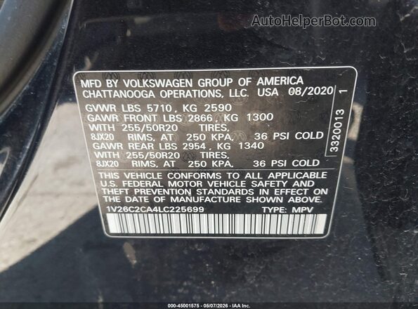 1V26C2CA4LC225699 2020 VOLKSWAGEN ATLAS Black Вид підкапотного простору