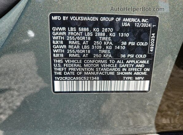 1V2CR2CA9SC521348 2025 VOLKSWAGEN ATLAS Green 