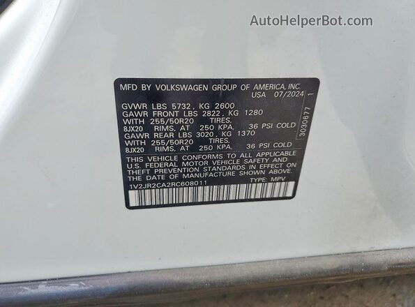 1V2JR2CA2RC608011 2024 VOLKSWAGEN ATLAS Белый 