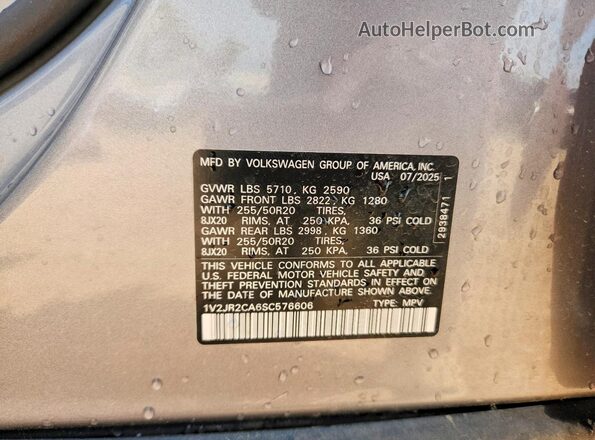 1V2JR2CA6SC576606 2025 VOLKSWAGEN ATLAS Silver 