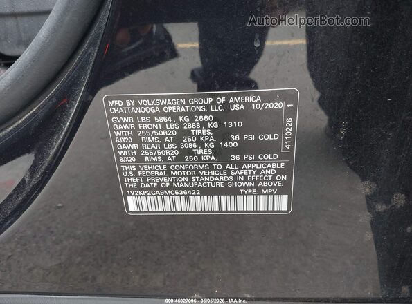 1V2KP2CA9MC536422 2021 VOLKSWAGEN ATLAS Black Շարժիչի բաժամունքի տեսք