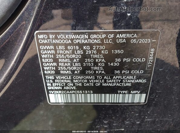 1V2KR2CA4PC551313 2023 VOLKSWAGEN ATLAS Black Vista del compartimento del motor