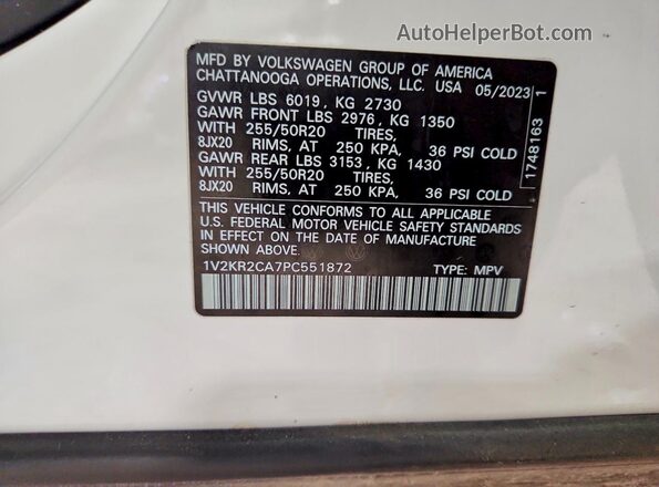 1V2KR2CA7PC551872 2023 VOLKSWAGEN ATLAS White 