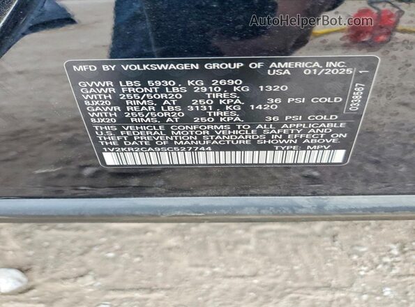 1V2KR2CA9SC527744 2025 VOLKSWAGEN ATLAS Black 