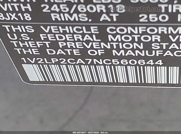 1V2LP2CA7NC560644 2022 VOLKSWAGEN ATLAS Gray Vista del compartimento del motor