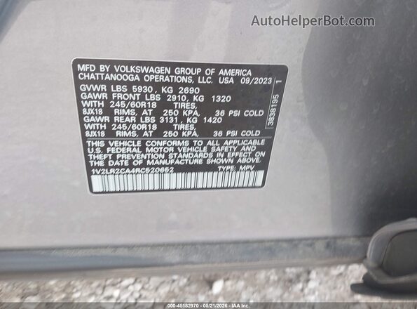 1V2LR2CA4RC520652 2024 VOLKSWAGEN ATLAS Silver Widok komory silnika