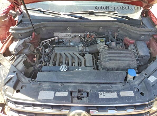 1V2MR2CA3JC545017 2018 VOLKSWAGEN ATLAS Maroon ძრავის განყოფილების ხედი