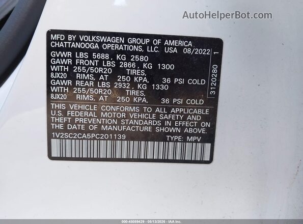 1V2SC2CA5PC201139 2023 VOLKSWAGEN ATLAS White Engine compartment view
