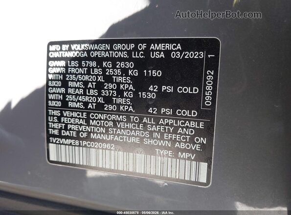 1V2VMPE81PC020962 2023 VOLKSWAGEN ID.4 Gray Շարժիչի բաժամունքի տեսք