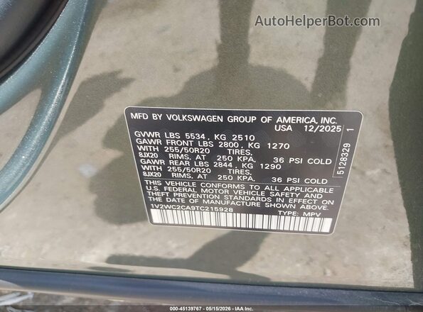 1V2WC2CA9TC215928 2026 VOLKSWAGEN ATLAS Green ძრავის განყოფილების ხედი
