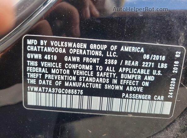 1VWAT7A37GC065575 2016 VOLKSWAGEN PASSAT Черный 
