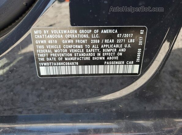 1VWDT7A38HC084876 2017 VOLKSWAGEN PASSAT Gray 
