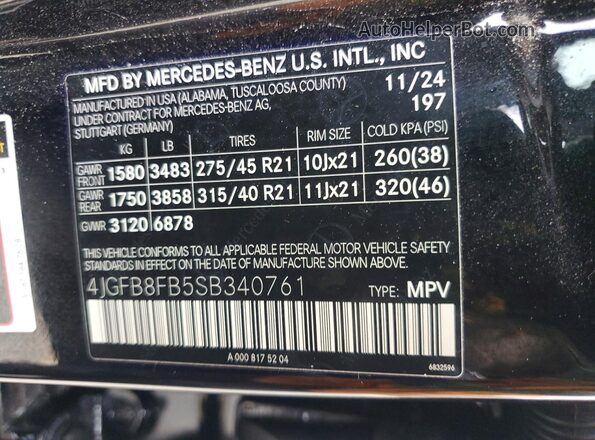 4JGFB8FB5SB340761 2025 MERCEDES-BENZ GLE Black Widok wnętrza 360 stopni