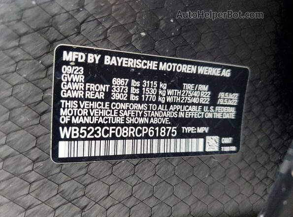 WB523CF08RCP61875 2024 BMW IX Gray 360 interior view
