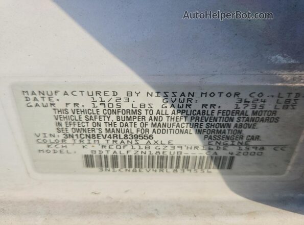 3N1CN8EV4RL839556 2024 NISSAN VERSA Белый 