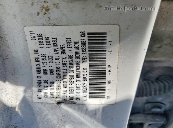 1HGCR2F16HA231331 2017 HONDA ACCORD White 