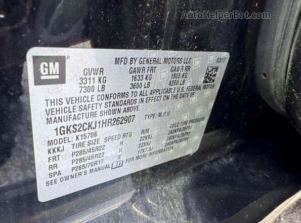 1GKS2CKJ1HR262907 2017 GMC YUKON Black 