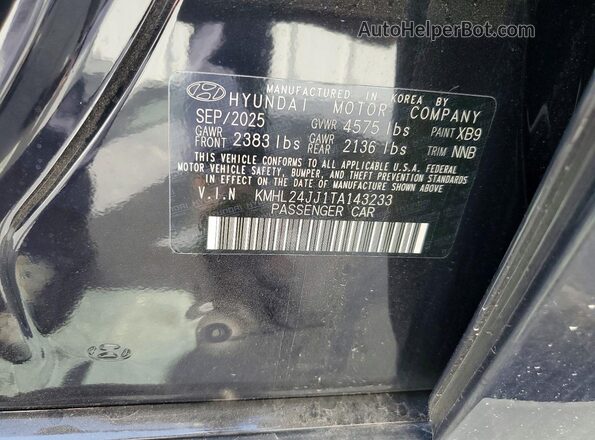 KMHL24JJ1TA143233 2026 HYUNDAI SONATA Черный 
