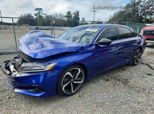 1HGCV1F46MA117906 2021 HONDA ACCORD Blue Trasero izquierdo