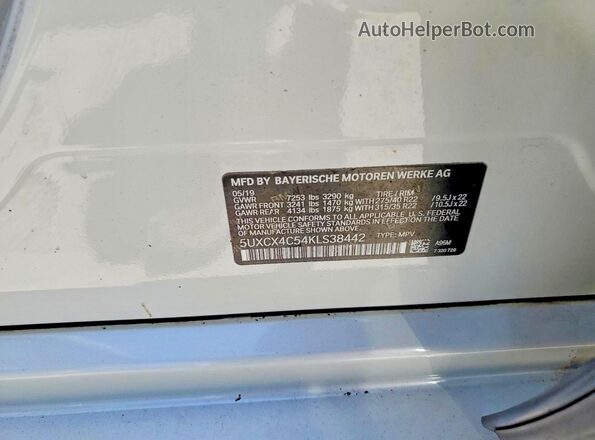 5UXCX4C54KLS38442 2019 BMW X7 White Սալոնի 360 աստիճան տեսք