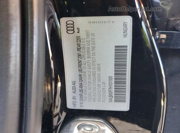 WAUB8GFF7H1031920 2017 AUDI A3 Black Widok naklejki z numerem VIN