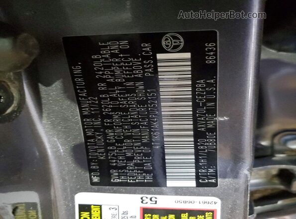 4T1K61AK4PU752151 2023 TOYOTA CAMRY Серый 