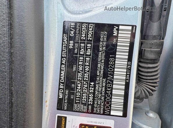 WDC0G4KB7JV102881 2018 MERCEDES-BENZ GLC-CLASS Silver Vista interior trasera