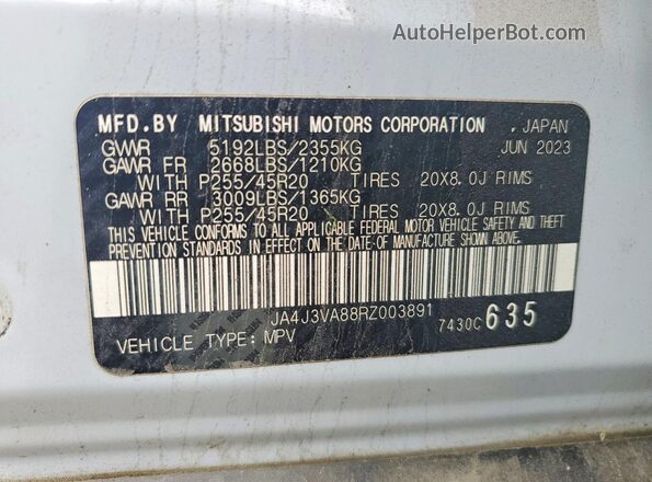 JA4J3VA88RZ003891 2024 MITSUBISHI OUTLANDER White 