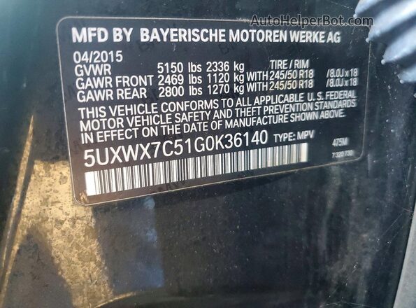 5UXWX7C51G0K36140 2016 BMW X3 Black 