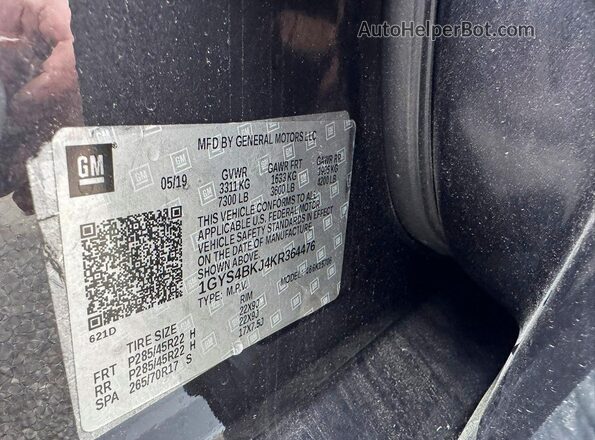 1GYS4BKJ4KR364476 2019 CADILLAC ESCALADE Черный 