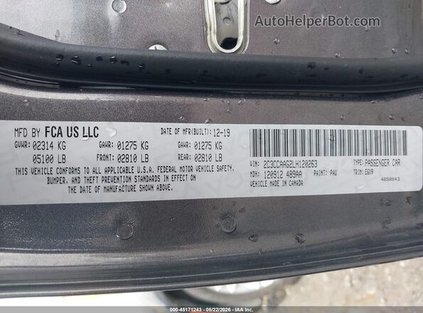 2C3CCAAG2LH120263 2020 CHRYSLER 300 Gray Շարժիչի բաժամունքի տեսք
