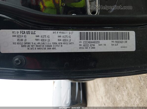 2C3CCABG0HH663259 2017 CHRYSLER 300 Black Widok komory silnika