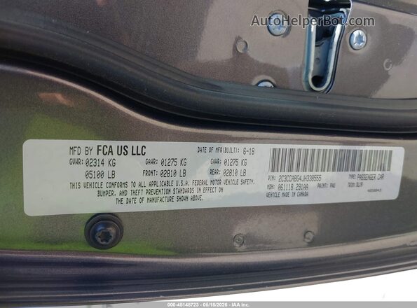 2C3CCABG4JH338555 2018 CHRYSLER 300 Gray Շարժիչի բաժամունքի տեսք