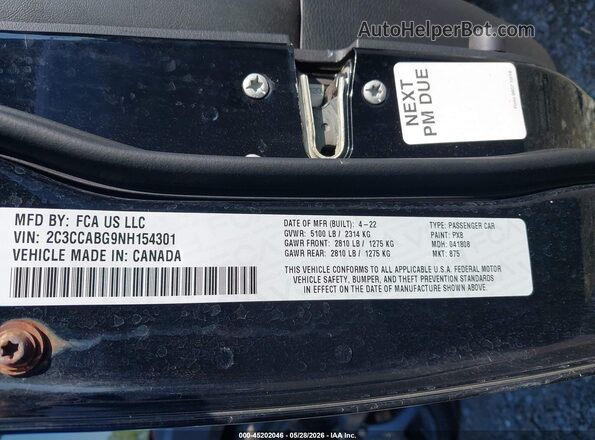 2C3CCABG9NH154301 2022 CHRYSLER 300 Черный Вид подкапотного пространства