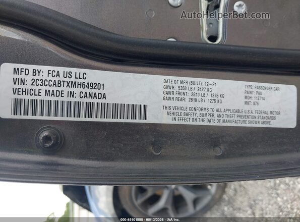 2C3CCABTXMH649201 2021 CHRYSLER 300 Gray Vista del compartimento del motor