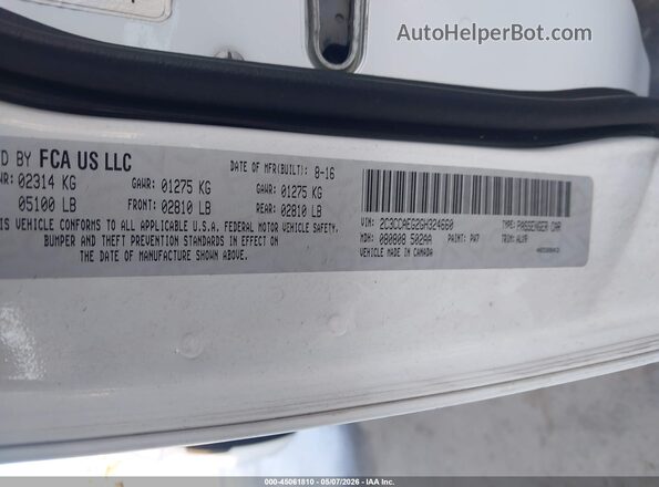2C3CCAEG2GH324660 2016 CHRYSLER 300 White 