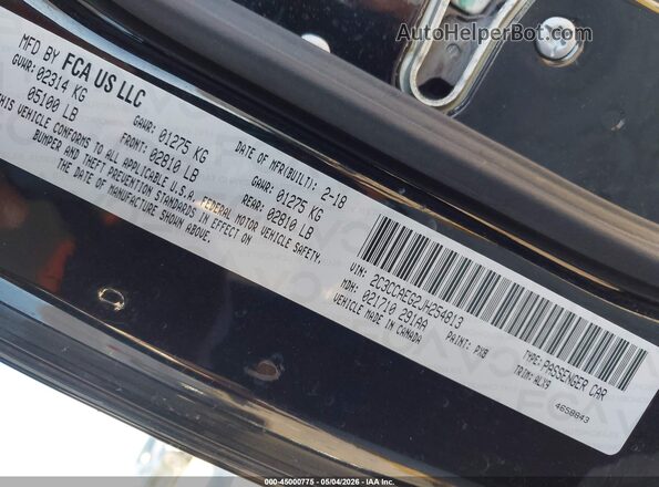 2C3CCAEG2JH254813 2018 CHRYSLER 300 Black Widok komory silnika
