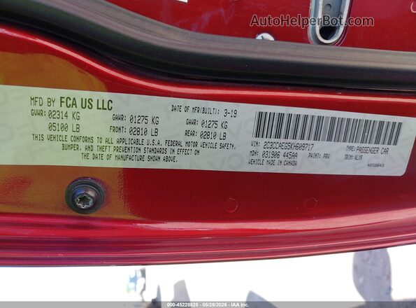 2C3CCAEG5KH609717 2019 CHRYSLER 300 Red Вид підкапотного простору