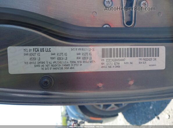 2C3CCAGG8HH544447 2017 CHRYSLER 300 Серый Вид подкапотного пространства