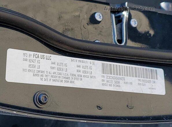 2C3CCAGGXGH244276 2016 CHRYSLER 300 Black Вид наклейки з VIN-кодом