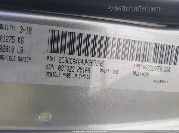 2C3CCAKG4JH267955 2018 CHRYSLER 300 Silver Вид підкапотного простору