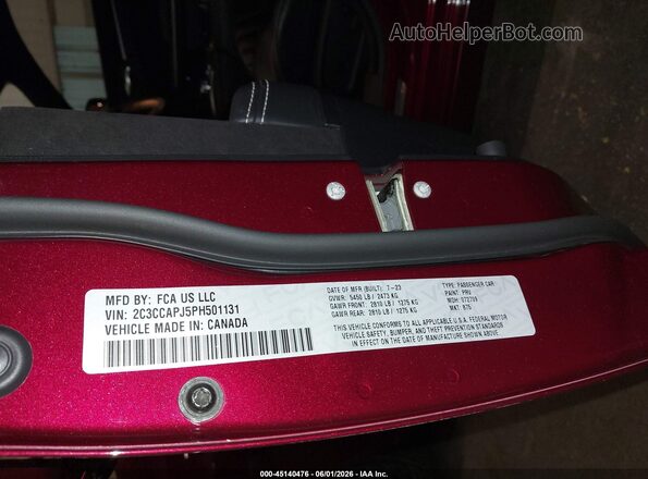 2C3CCAPJ5PH501131 2023 CHRYSLER 300 Burgundy Engine compartment view