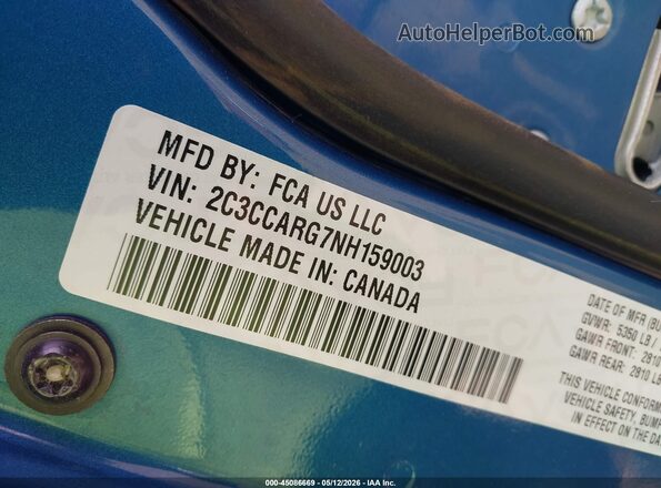 2C3CCARG7NH159003 2022 CHRYSLER 300 Blue Շարժիչի բաժամունքի տեսք