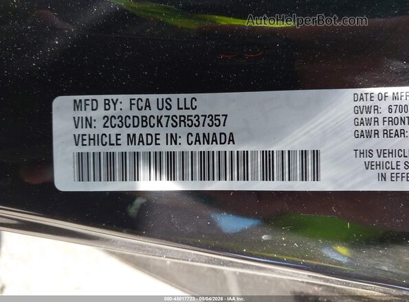 2C3CDBCK7SR537357 2025 DODGE CHARGER Black Շարժիչի բաժամունքի տեսք
